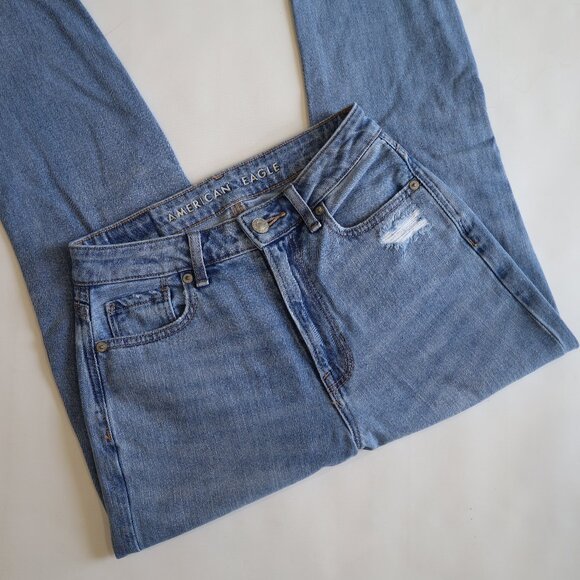 AMERICAN EAGLE AEO Size 0 Regular Light Wash Mom Jeans - Picture 3 of 10